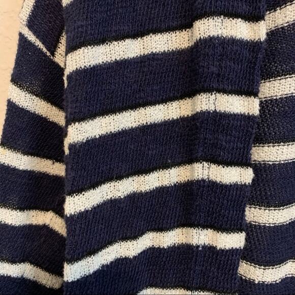 Splendid Navy Striped Open Front Draped Cardigan Sweater - Picture 5 of 8